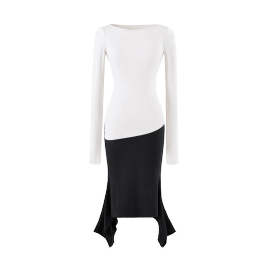 Damen Figurbetontes Midikleid mit asymmetrischem Zipfelsaum und Paneel-Design Shop Nory