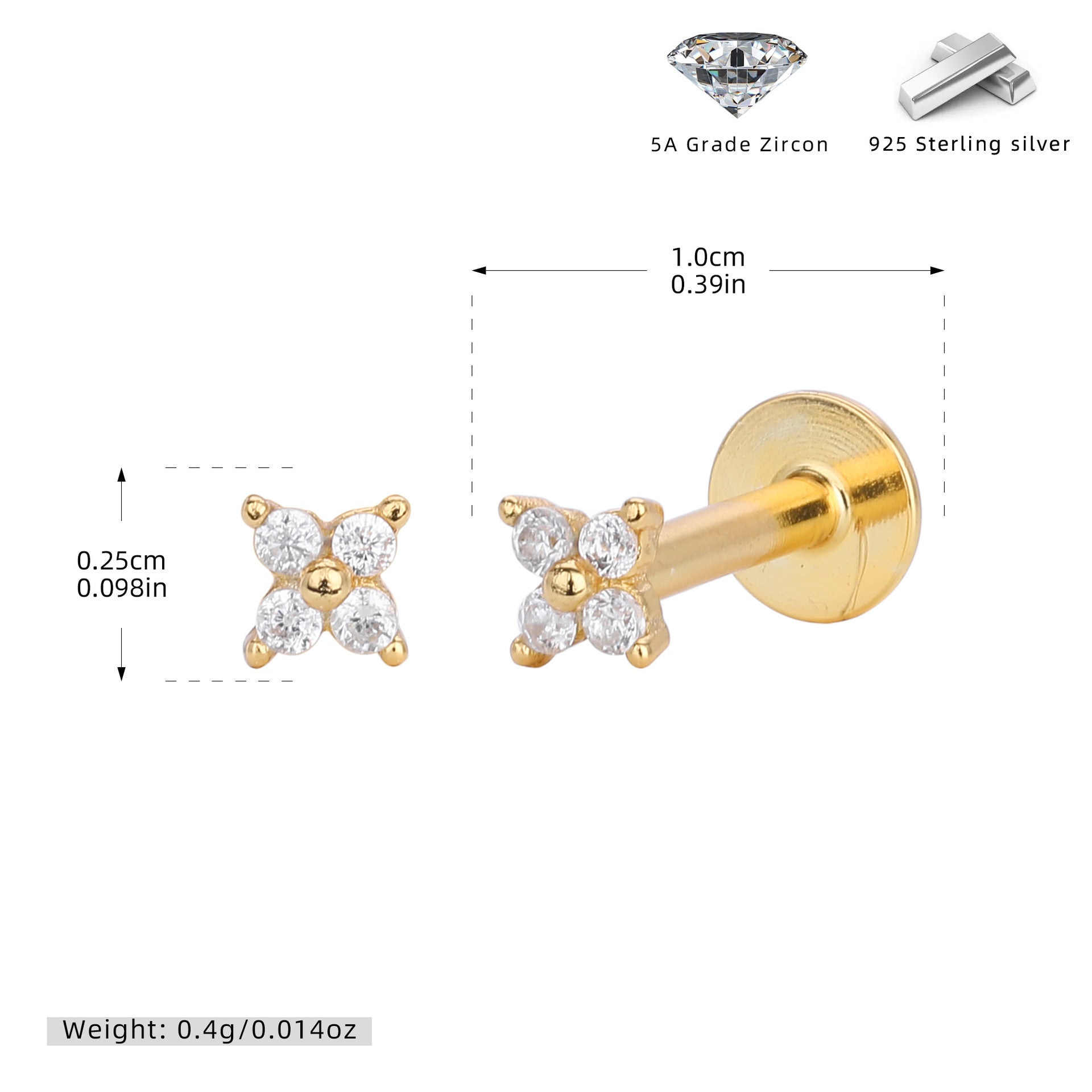 Damen Ohrstecker mit funkelnden Zirkonia-Elementen aus 925 Sterling Silber Shop Nory