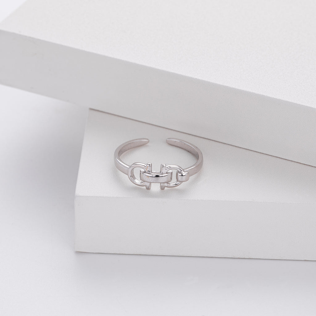 Damen offener Ring aus hochwertigem 925 Sterling Silber mit filigranem Ketten-Design Shop Nory