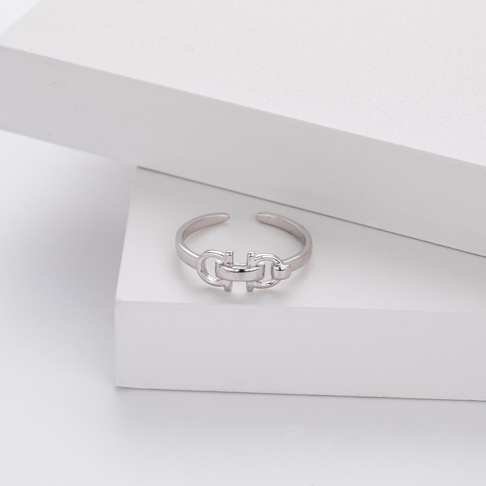 Damen offener Ring aus hochwertigem 925 Sterling Silber mit filigranem Ketten-Design Shop Nory