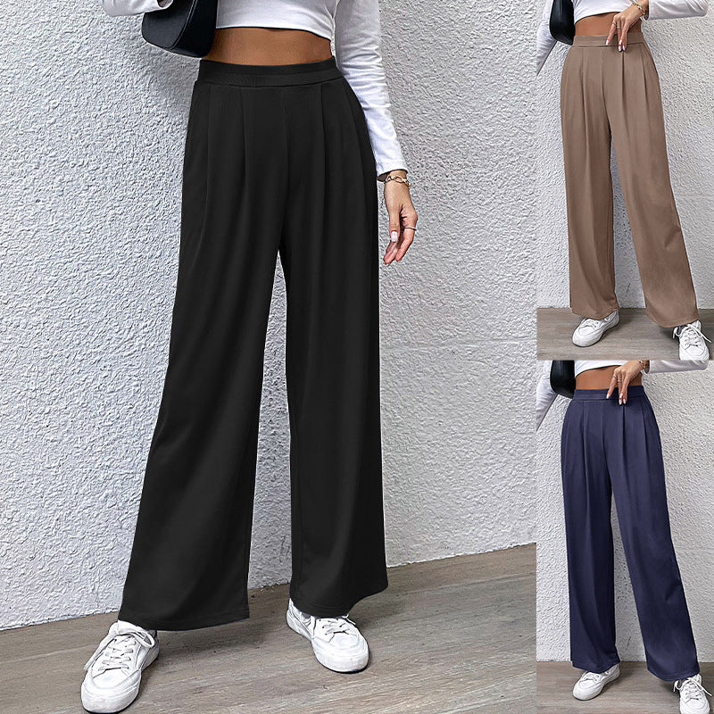 Damen Weite High‑Waist Stoffhose mit Bundfalten und Palazzo‑Silhouette Shop Nory