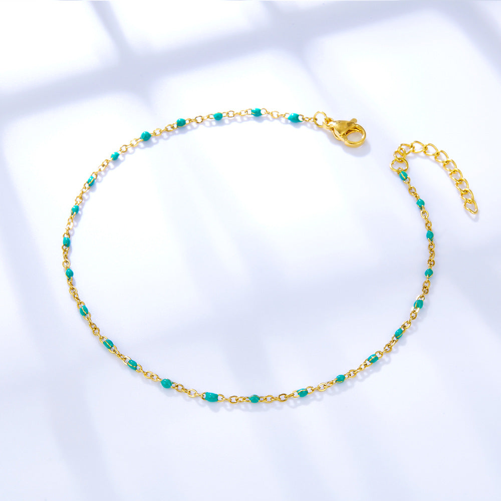 Damen Edelstahl Fußkette mit antiallergischen Perlen Shop Nory