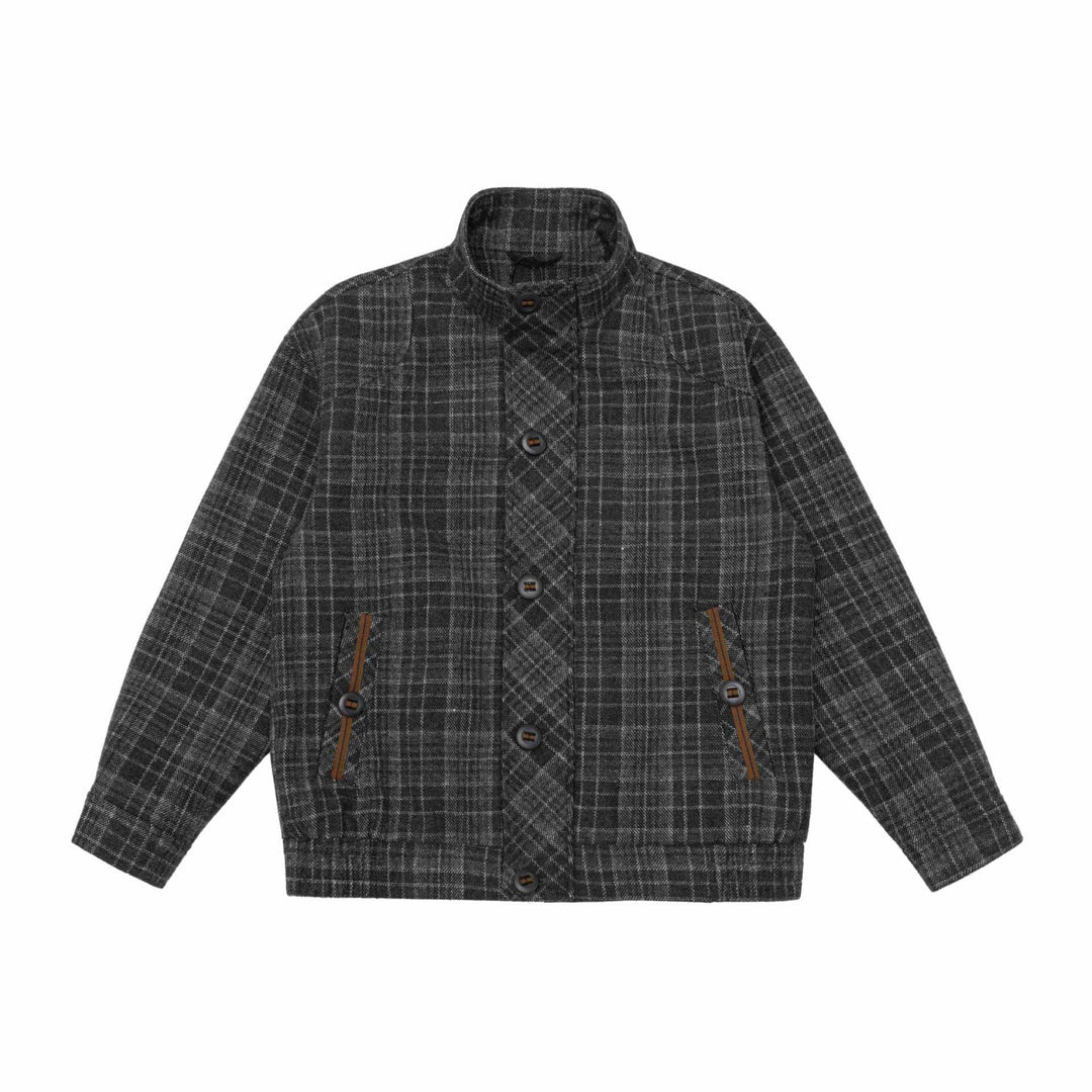 Herren Kurz geschnittene Wollmix-Pufferjacke mit Karomuster und Stehkragen Shop Nory