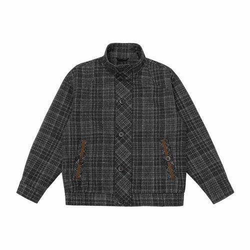 Herren Kurz geschnittene Wollmix-Pufferjacke mit Karomuster und Stehkragen Shop Nory