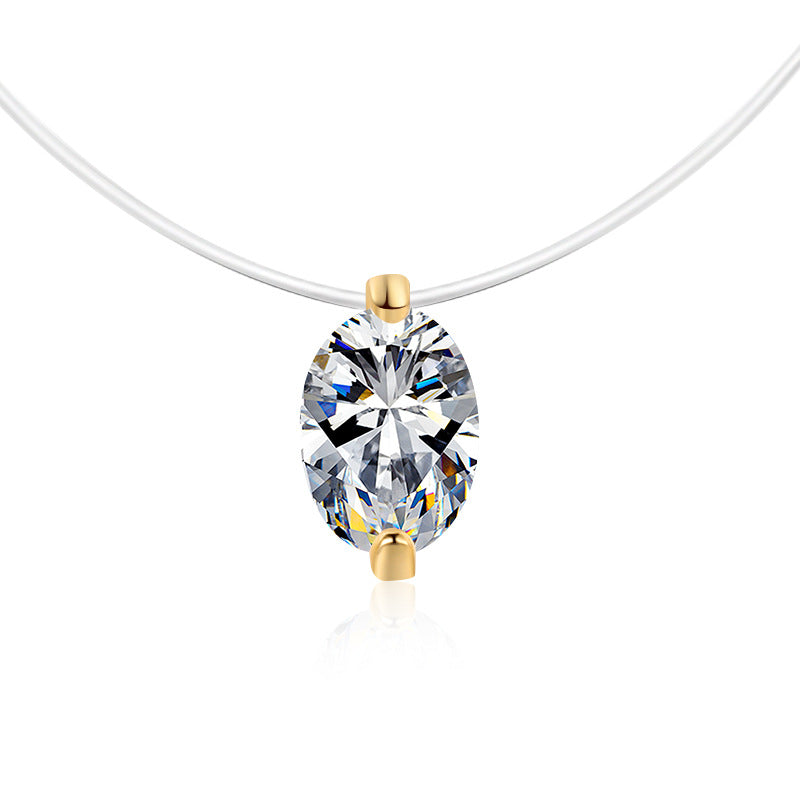 Damen Halskette mit elegantem ovalem Kristallanhänger Shop Nory