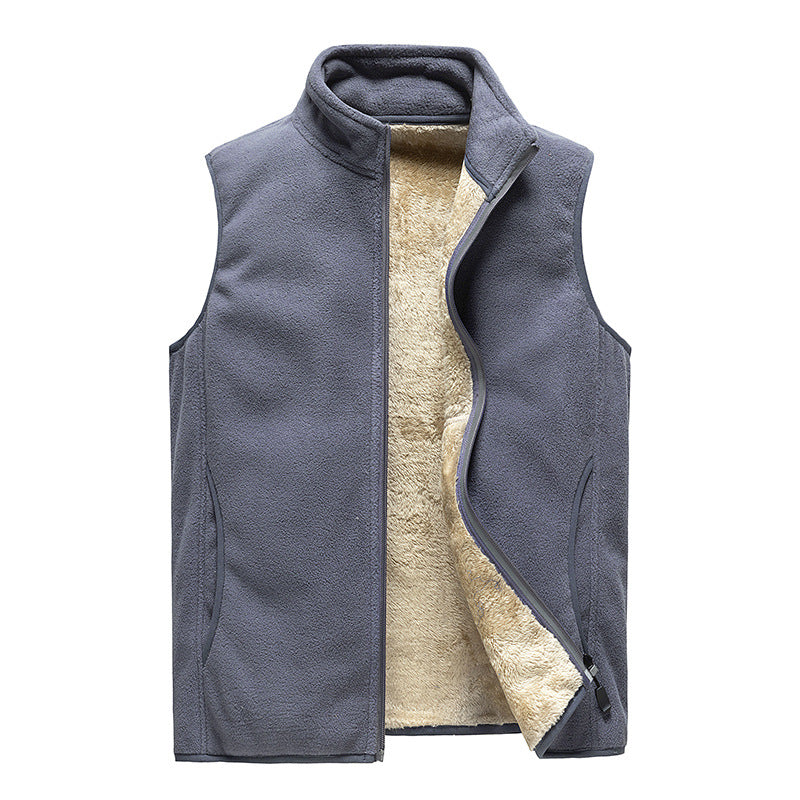 Herren Kuschelige Thermo-Fleeceweste mit Sherpa-Innenfutter, Stehkragen und Reißverschluss Shop Nory