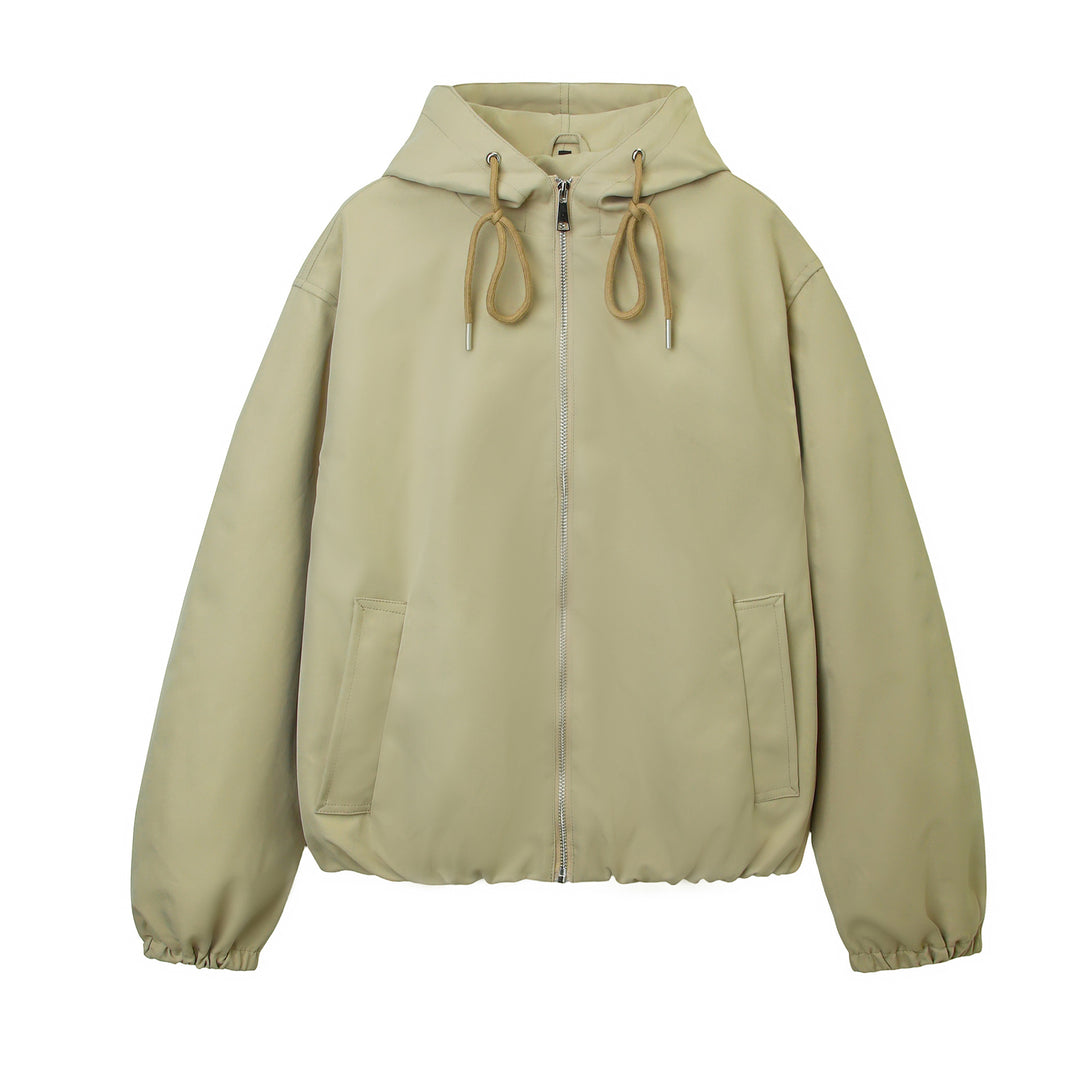 Damen Kapuzen-Bomberjacke mit gerafftem Saum und Eingrifftaschen Shop Nory