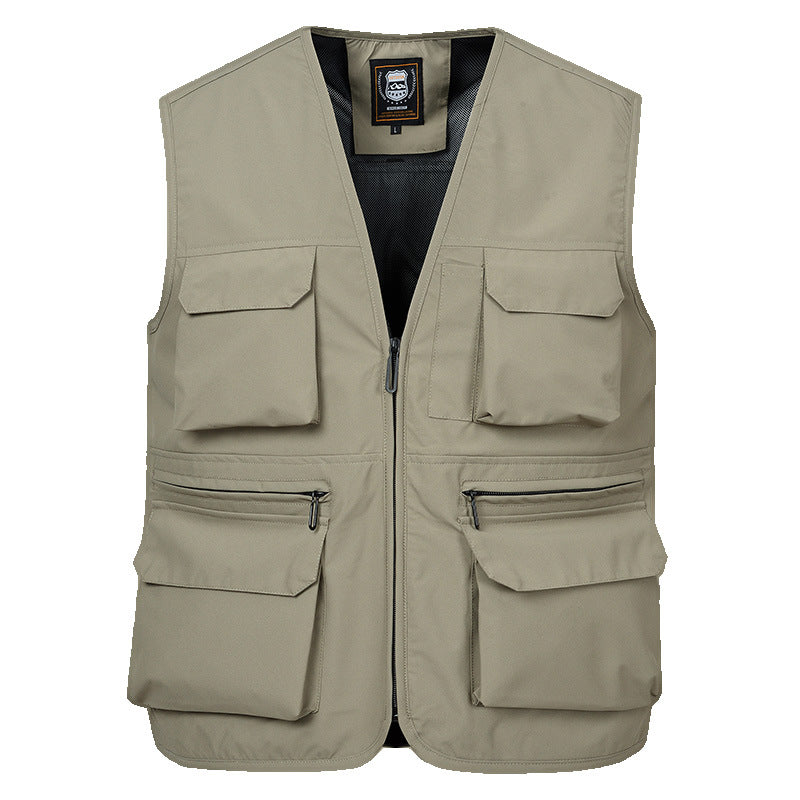 Herren Multitaschen-Utility-Weste mit durchgehendem Reißverschluss, atmungsaktivem Mesh-Futter und großvolumigen Klapp- und Reißverschlusstaschen Shop Nory