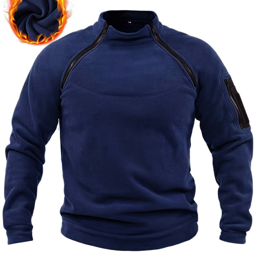 Herren Thermischer Fleece‑Halbzippullover mit Utility‑Ärmeltasche & Schulterreißverschlüssen Shop Nory
