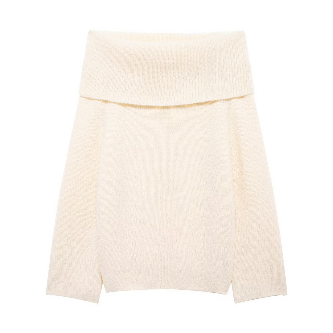 Damen Schulterfreier Oversize-Feinstrickpullover mit breitem Umschlagkragen Shop Nory