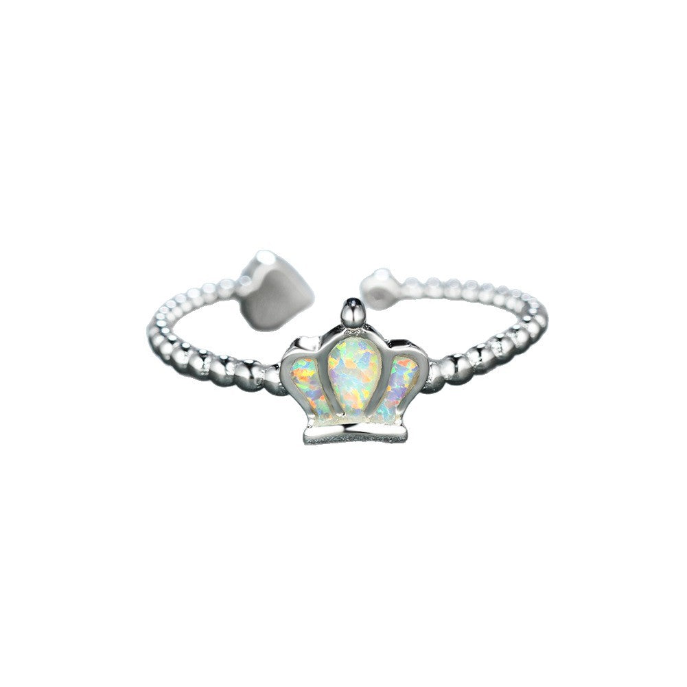Damen Ring mit Krone und opalisierendem Stein Shop Nory