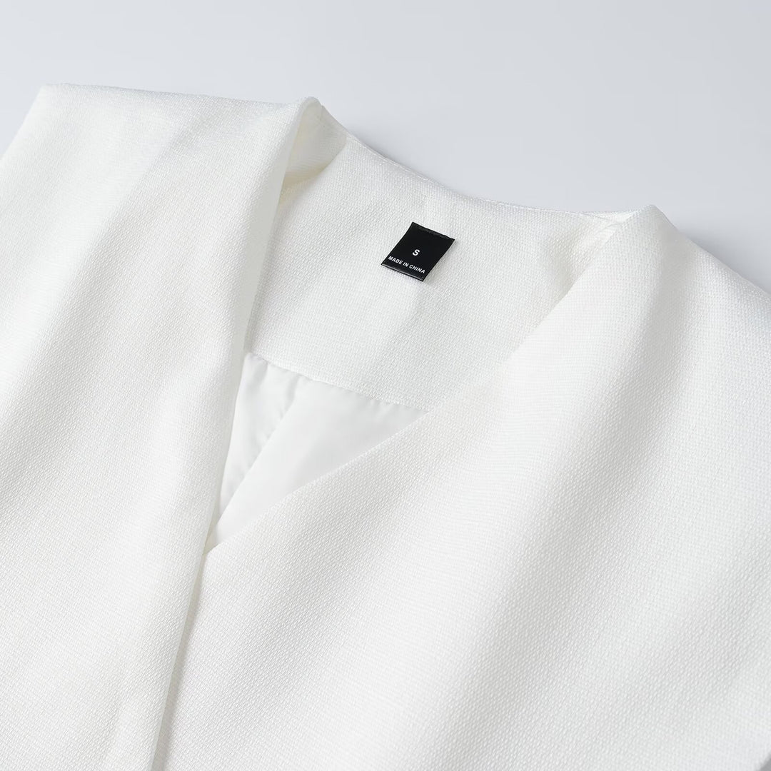 Damen Taillierte ärmellose Blazerweste mit V‑Ausschnitt und Zierhaken Shop Nory