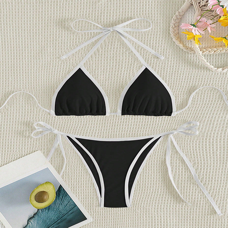 Damen Triangel-Bikini mit verstellbaren Bändern und nahtlosem Design