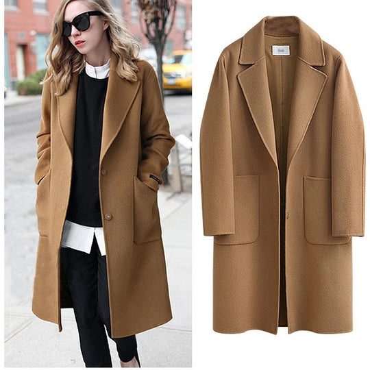 Damen Oversized Wollmix-Mantel mit Reverskragen und aufgesetzten Taschen Shop Nory