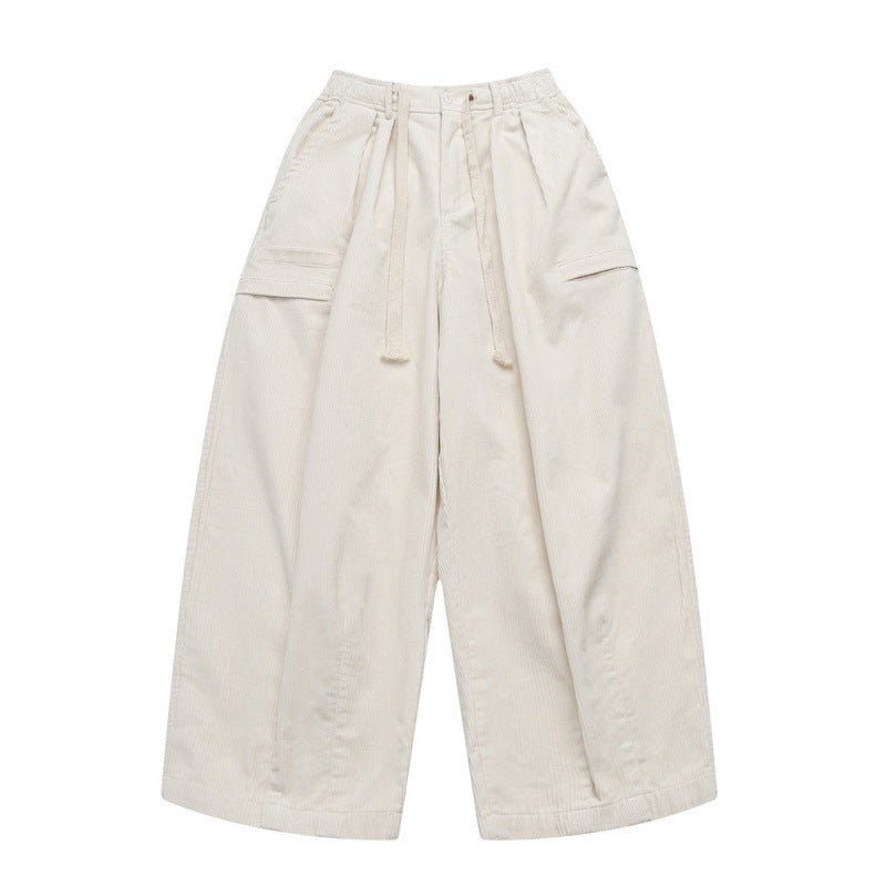 Damen Weite hochtaillierte Cordhose im Culotte‑Schnitt mit Tunnelzug und aufgesetzten Taschen Shop Nory