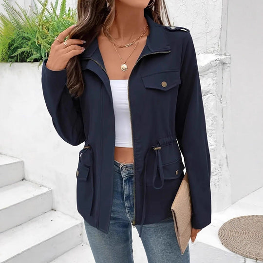 Damen Übergangsjacke mit verstellbarem Taillenzug und praktischen Taschen