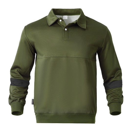 Herren Relaxed Polo-Sweatshirt mit Druckknopf-Blende und Kontrastarmdetails Shop Nory