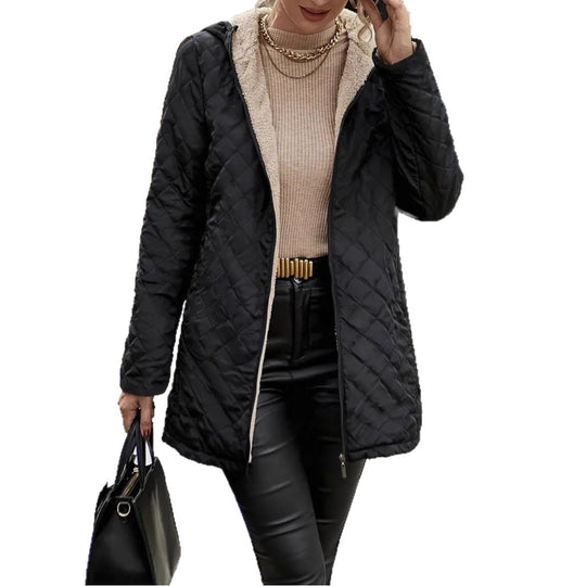 Damen gesteppter Kurzmantel mit Teddy-Innenseite und Zwei-Wege-Reißverschluss Shop Nory