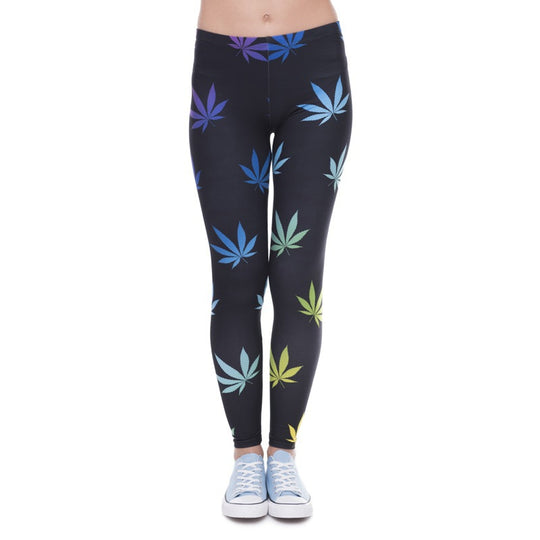 Damen Leggings mit Einhorn-Print, Verlaufsmuster und hohem Komfortbund Shopy Nory