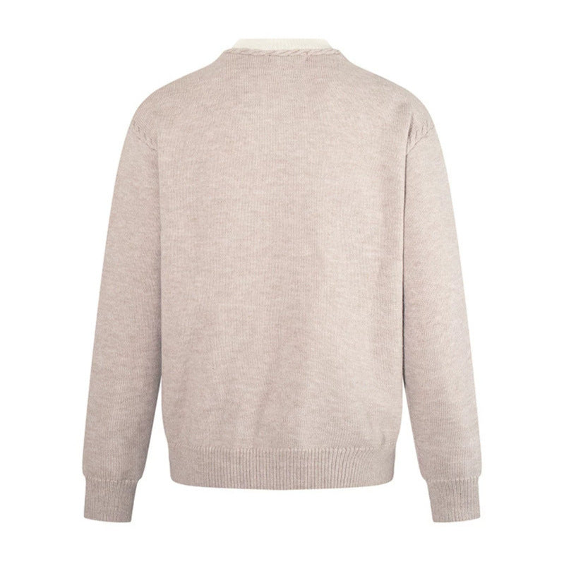 Herren Feiner V-Ausschnitt-Pullover mit Lagenoptik und Stehkragen-Innenteil Shop Nory