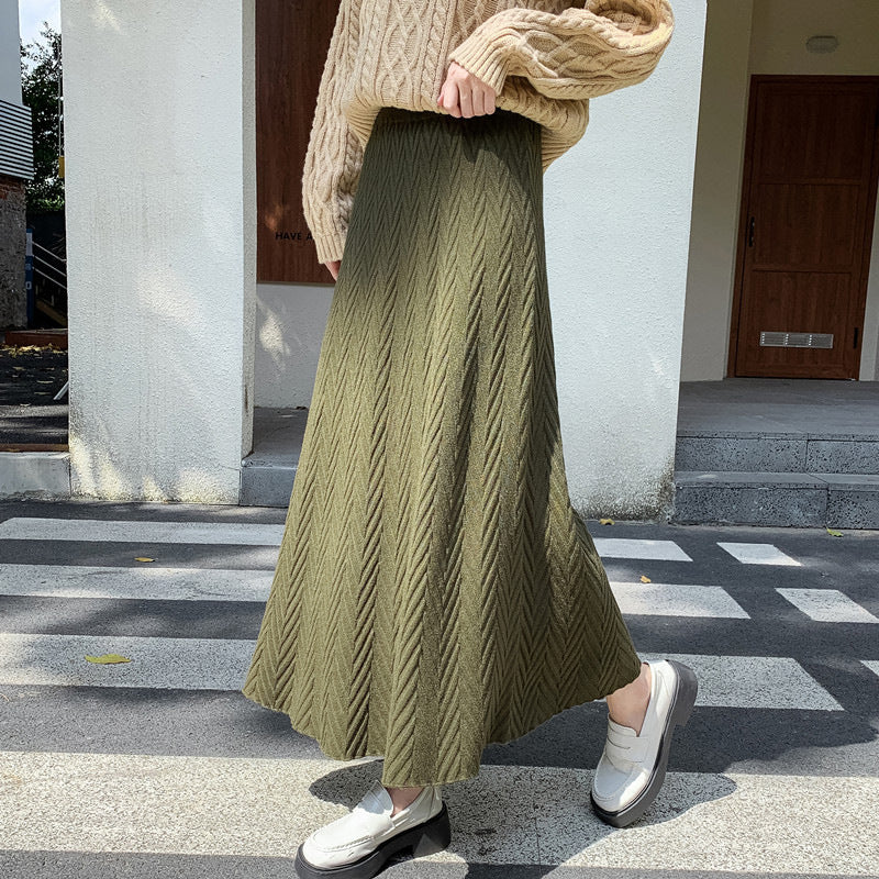 Damen Eleganter Strickrock mit strukturiertem Zopfmuster Shop Nory