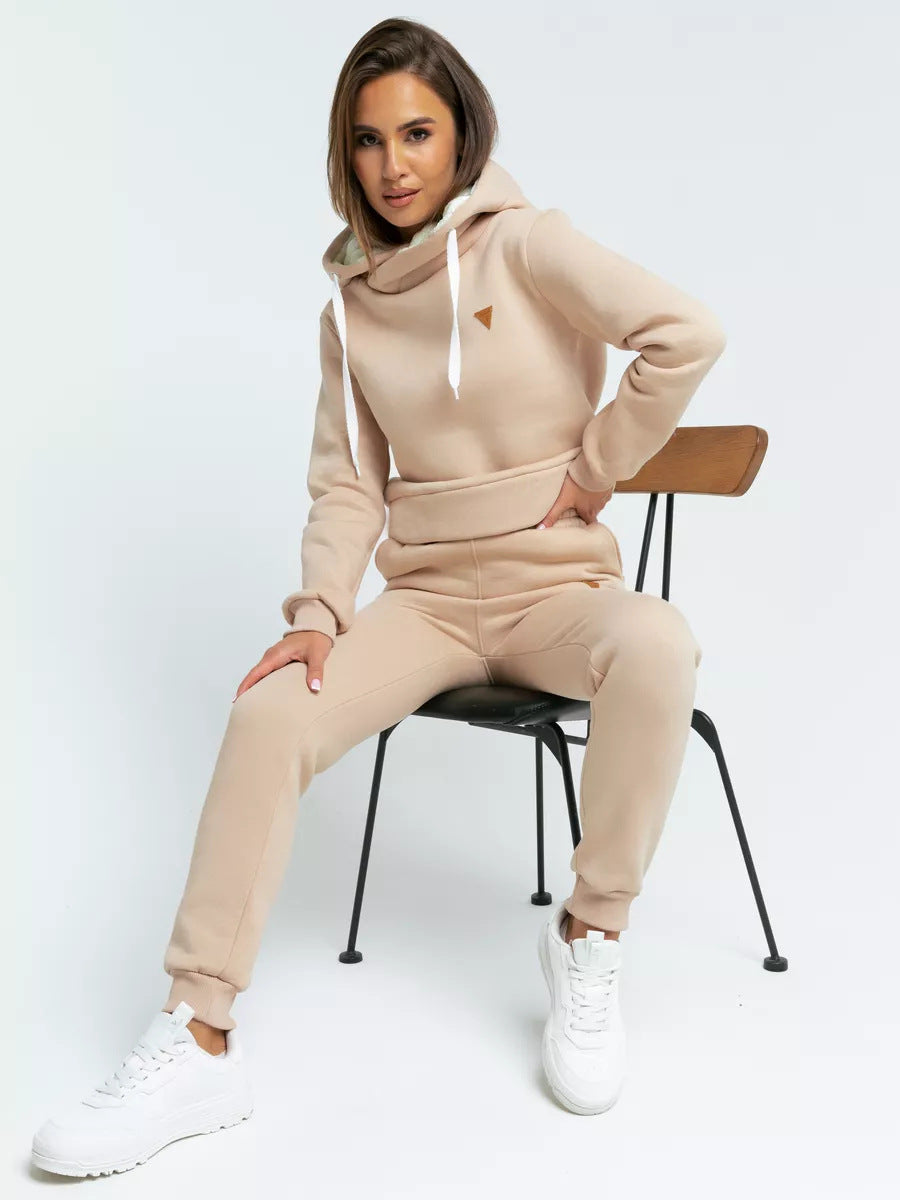 Damen Loungewear-Set mit Schalkragen-Hoodie und taillierter Jogginghose Shop Nory