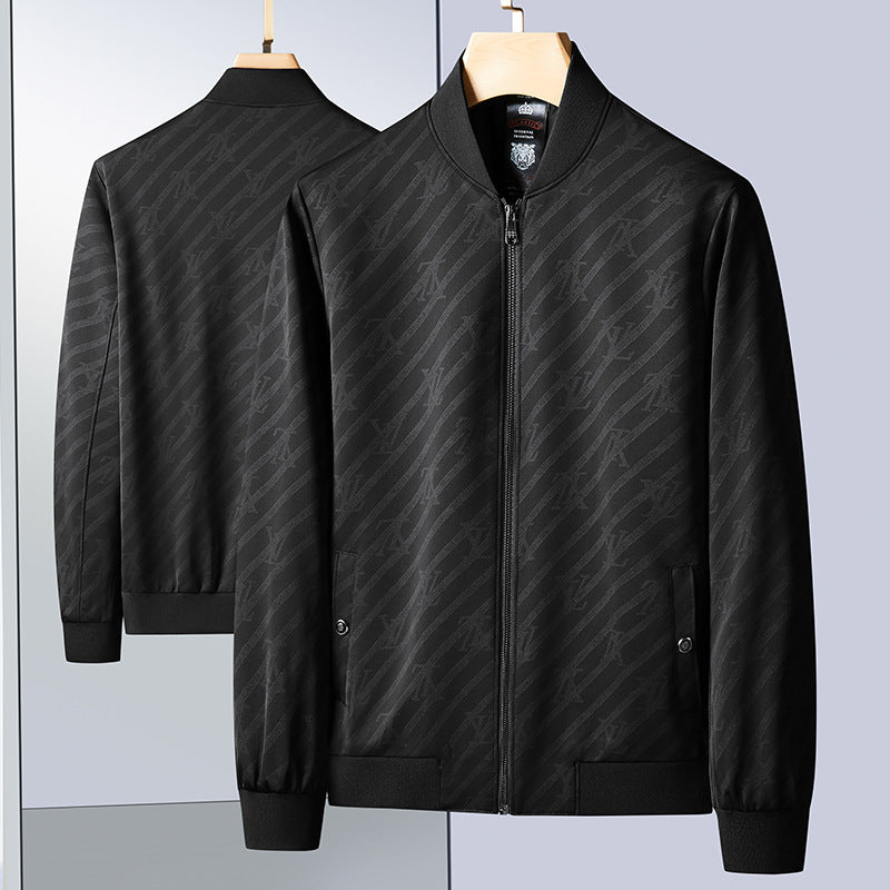 Herren Slim-Fit Jacquard-Bomberjacke mit tonalem Muster, Reißverschluss und Rippbündchen Shop Nory