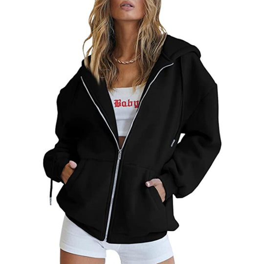 Damen nan übergroße Kapuzenjacke mit durchgehendem Reißverschluss und Kängurutaschen Shop Nory