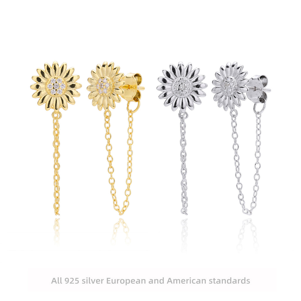 Damen Ohrhänger mit filigranem Sonnenblumen-Design und hochwertigem 925 Sterling Silber Shop Nory