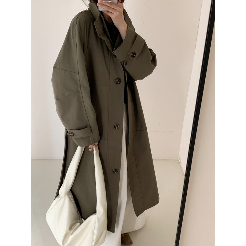 Damen Leichter Oversize-Trenchcoat mit Stehkragen und großen Eingrifftaschen Shop Nory