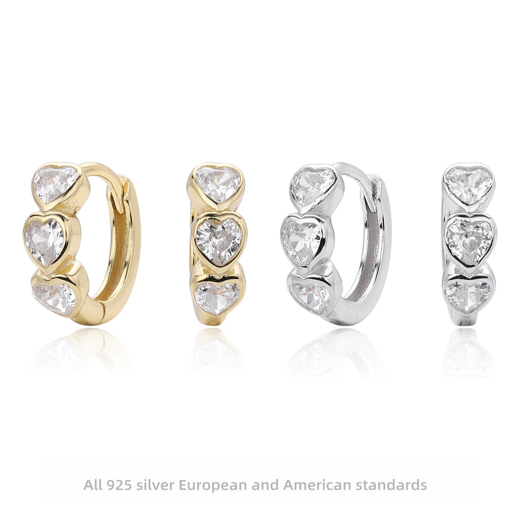 Damen Ohrstecker mit herzförmigen Zirkonsteinen aus hochwertigem 925 Sterling Silber Shop Nory