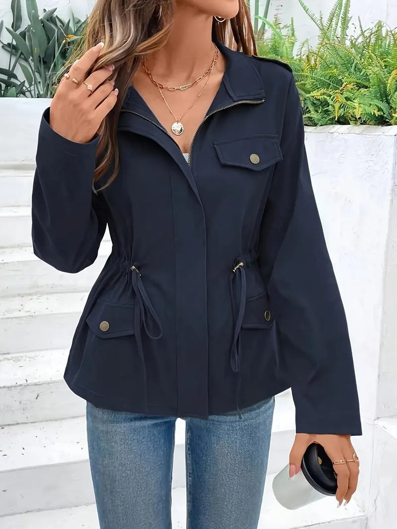 Damen Übergangsjacke mit verstellbarem Taillenzug und praktischen Taschen