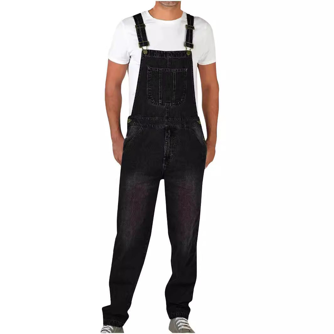 Herren Jeans Latzhose robust mit verstellbaren Trägern