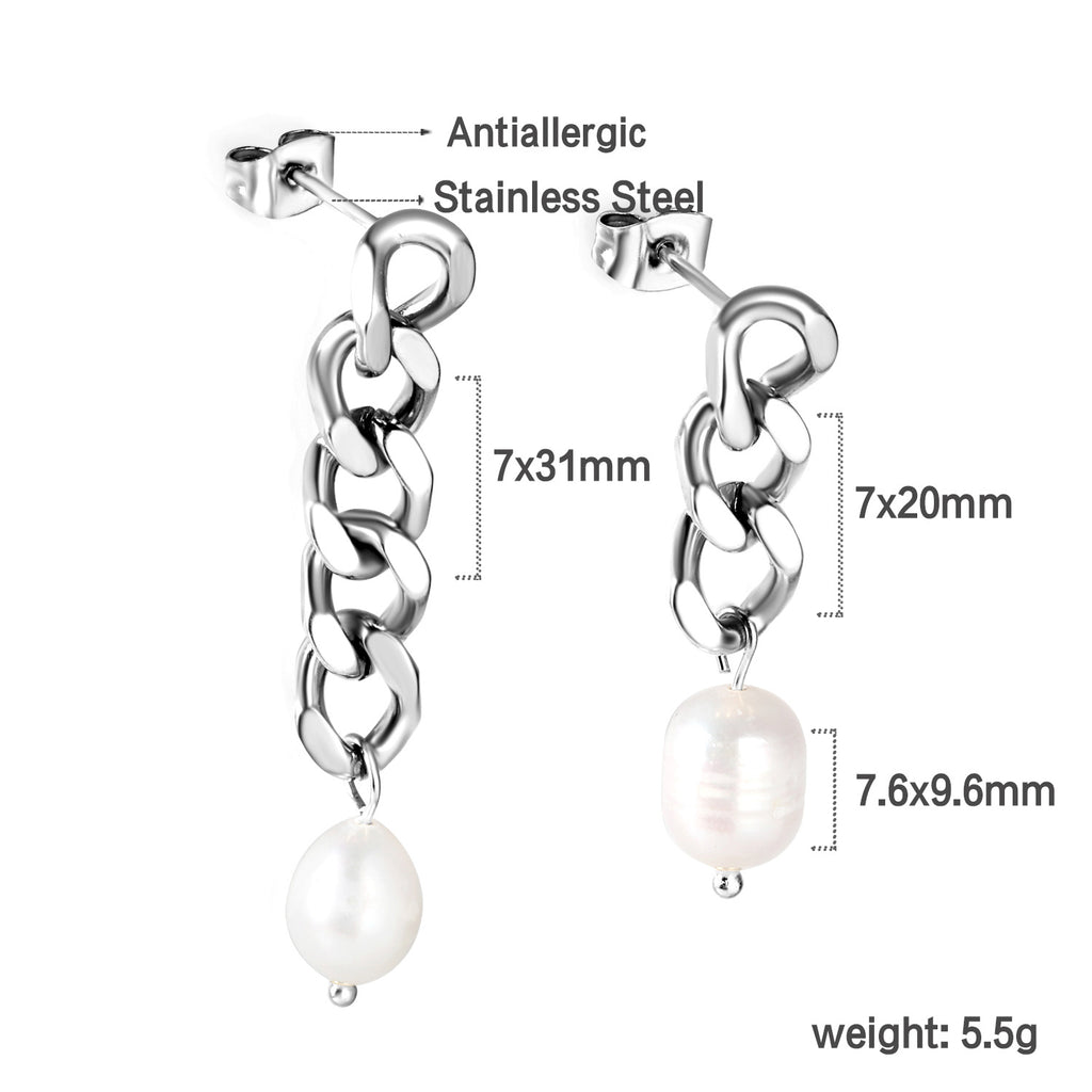 Damen Hängende Ohrstecker aus hochwertigem Edelstahl mit Perlenanhängern Shop Nory