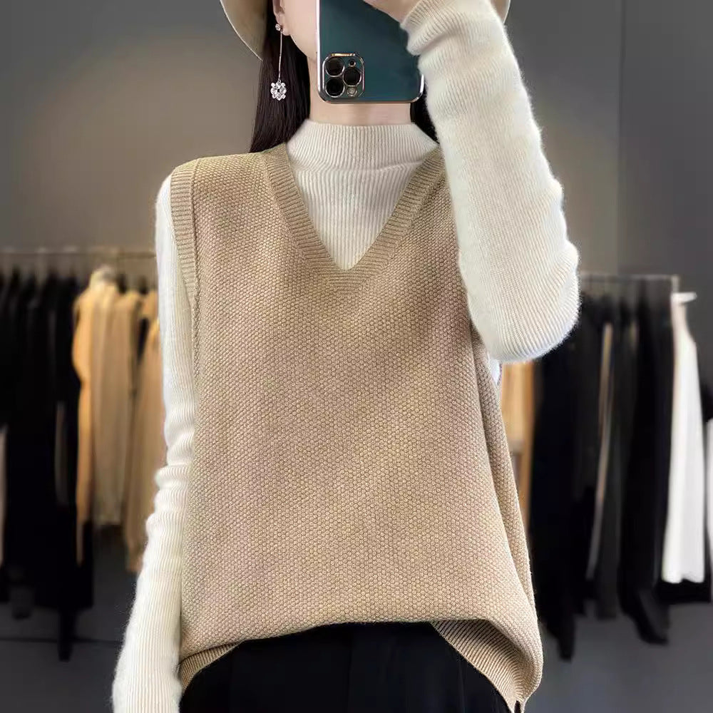 Damen Oversize Strickweste mit tiefem V‑Ausschnitt und feiner Struktur Shop Nory