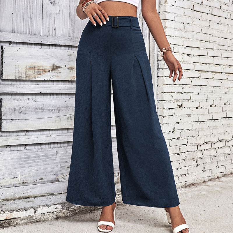 Damen Elegante Culotte-Hose mit hoher Taille, Kellerfalten und dekorativem Schlaufengürtel Shop Nory