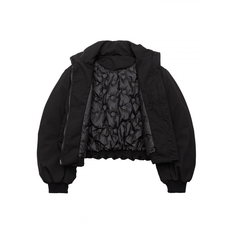 Unisex Boxy wattierte Bomberjacke mit hohem Stehkragen und aufgesetzten Pattentaschen Shop Nory