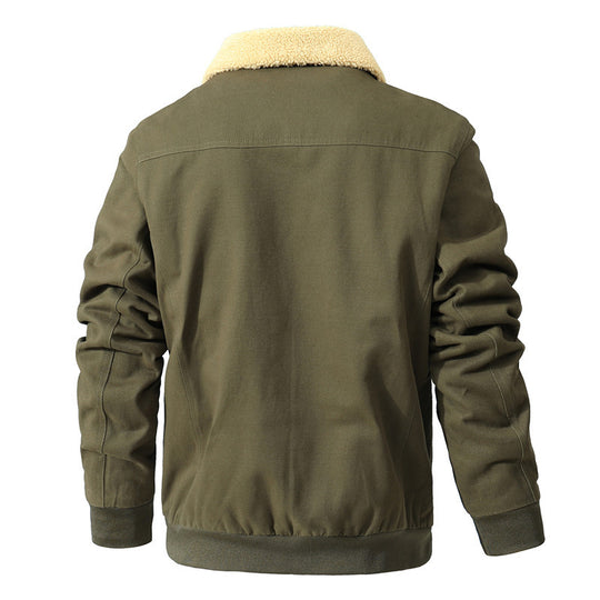 Herren Gefütterte Bomberjacke im Field-Stil mit Teddyfutter und Pattentaschen Shop Nory