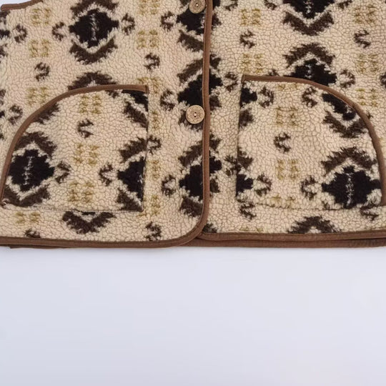 Damen Gemusterte Teddyweste im Bouclé‑Look mit aufgesetzten Taschen Shop Nory