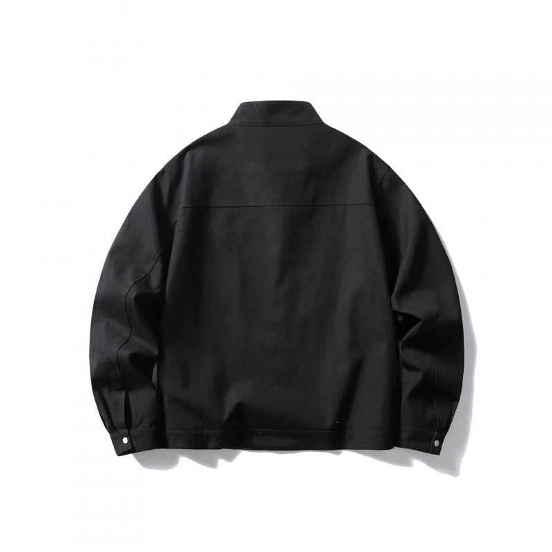 Herren leichte Baumwoll-Canvas Jacke mit Stehkragen und kariertem Innenfutter Shop Nory