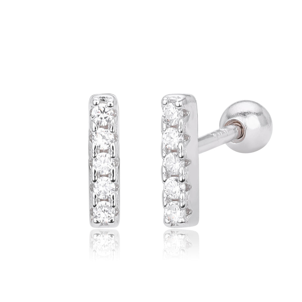 Damen Ohrstecker mit funkelnden Zirkon-Elementen in edler 925er Sterling Silber-Fassung Shop Nory