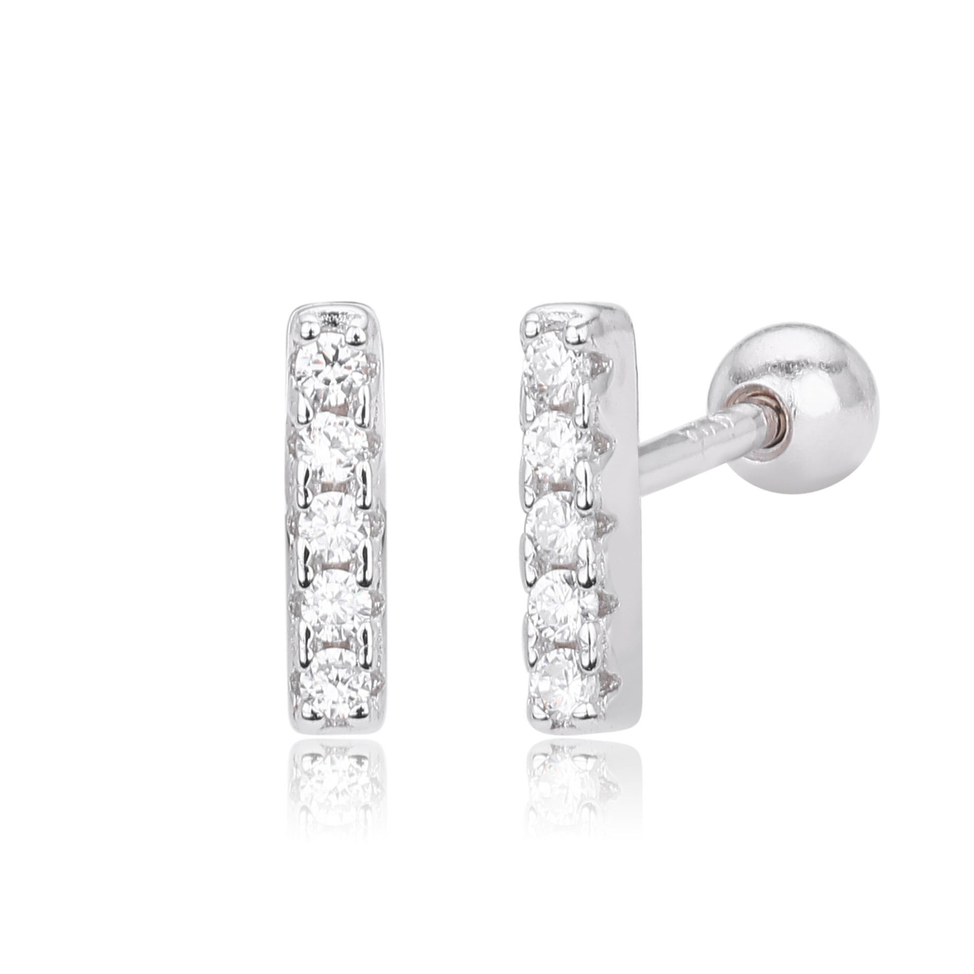 Damen Ohrstecker mit funkelnden Zirkon-Elementen in edler 925er Sterling Silber-Fassung Shop Nory