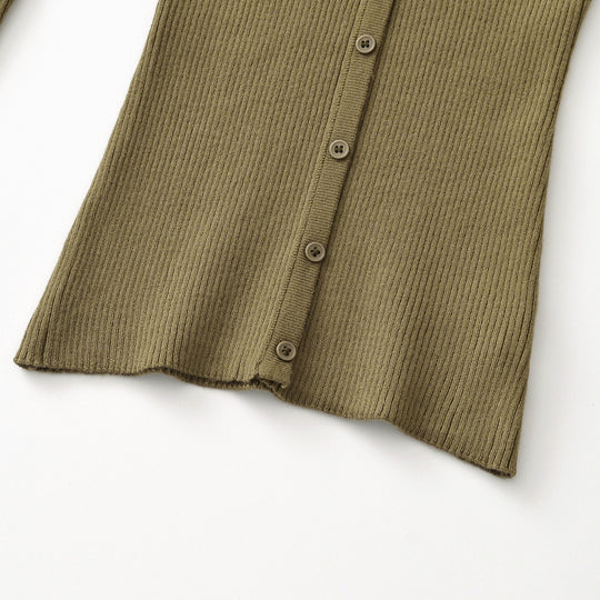 Damen Gerippte Feinstrick-Cardigan mit tiefem V-Ausschnitt und Knopfleiste Shop Nory
