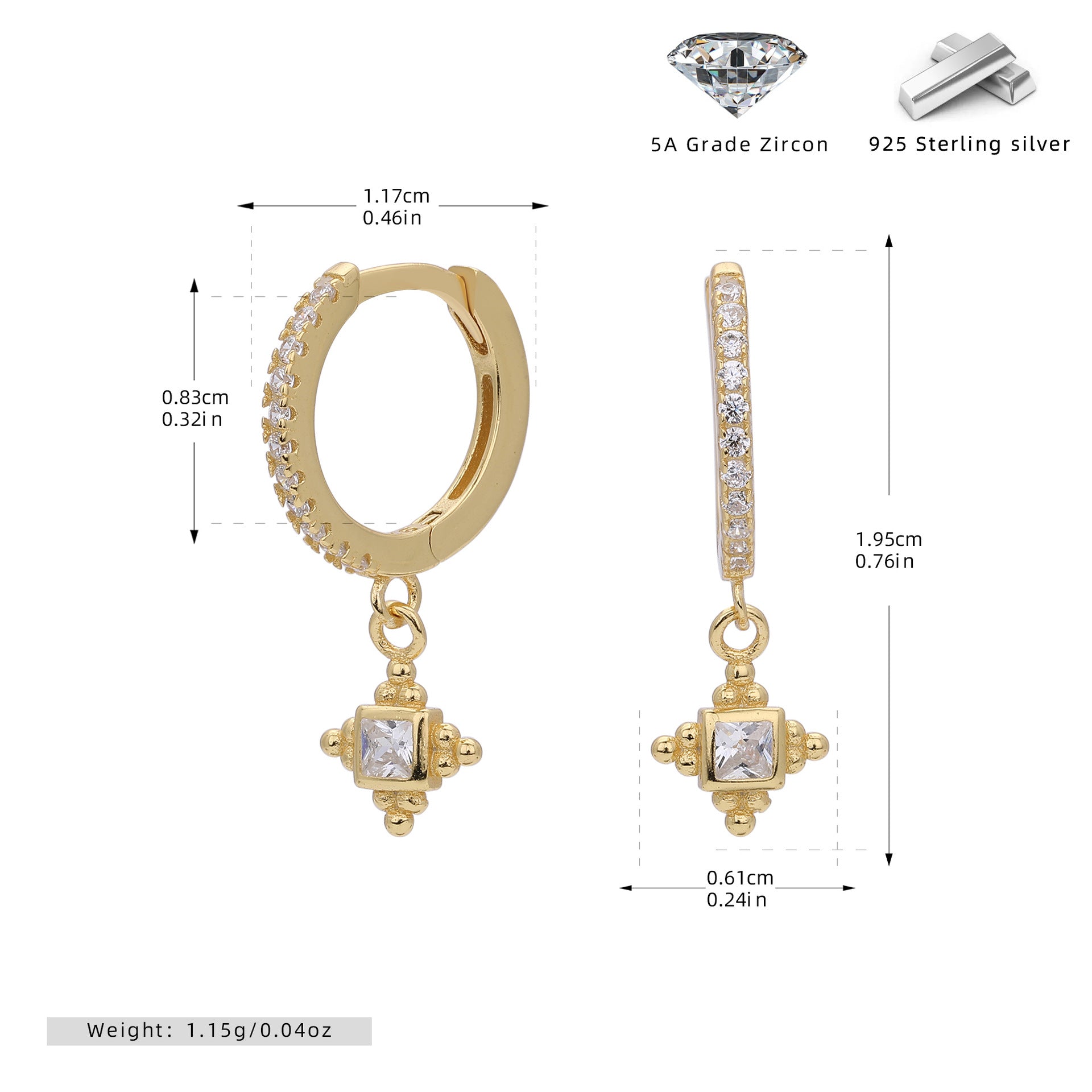 Damen Ohrhänger mit funkelnden Zirkon-Anhängern aus hochwertigem 925 Sterling Silber Shop Nory