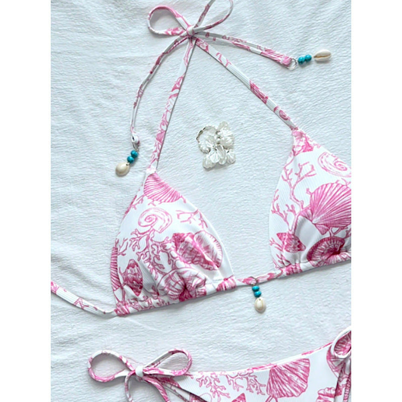 Damen Strand-Bikini-Set mit verstellbaren Trägern und maritimen Accessoires