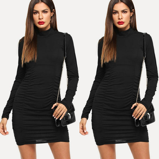 Damen Enganliegendes Stretch‑Minikleid mit Stehkragen und seitlicher Raffung Shop Nory