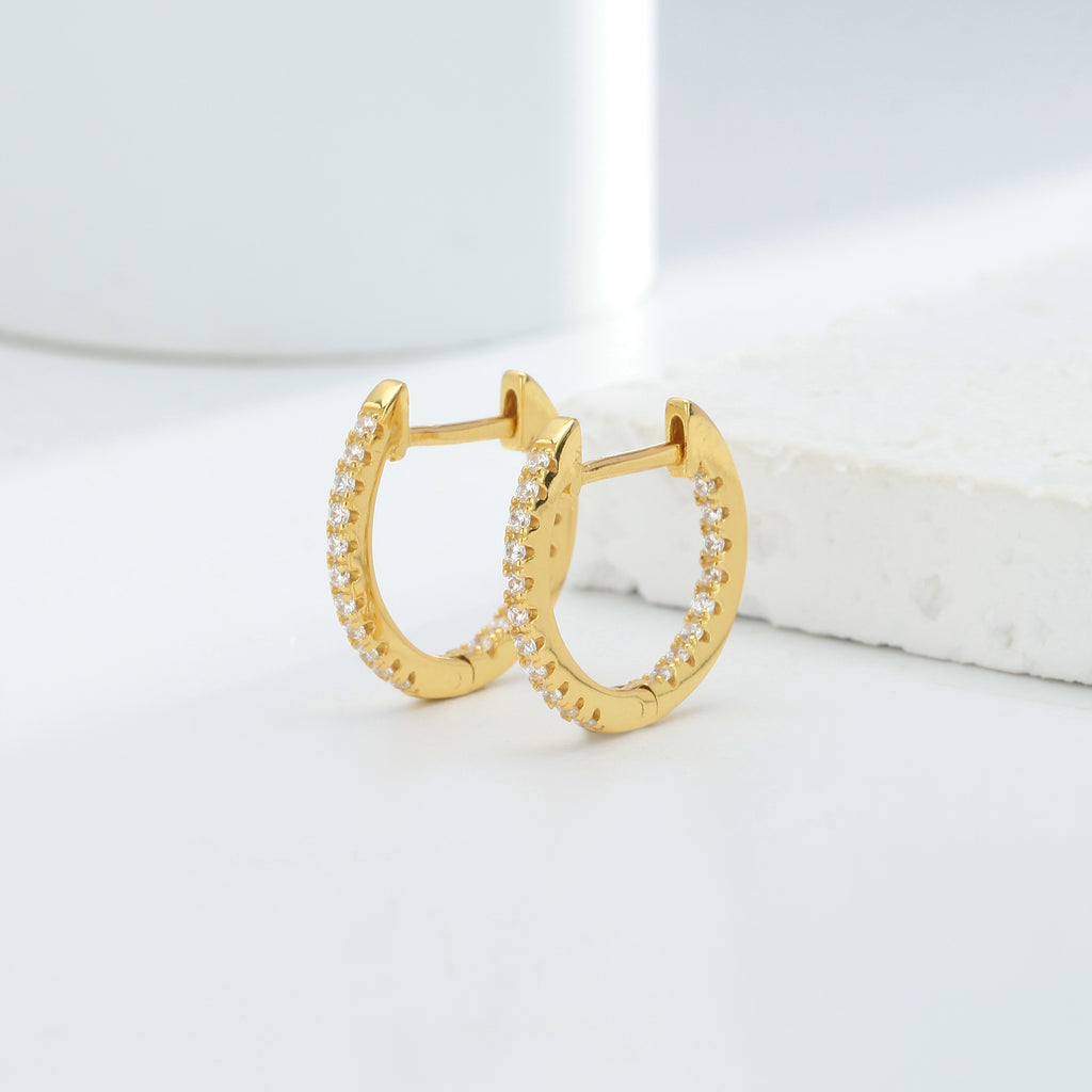 Damen Ohrhänger mit funkelndem Zirkonbesatz in eleganter Goldoptik Shop Nory