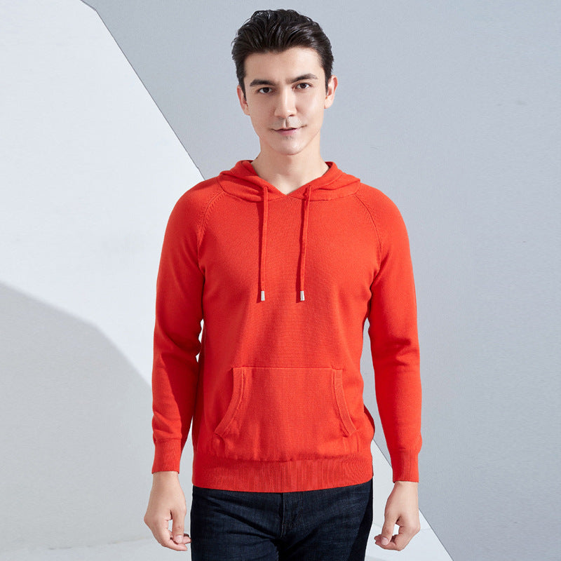Herren Leichter Kapuzen-Feinstrickpullover mit Kängurutasche und Raglanärmeln Shop Nory