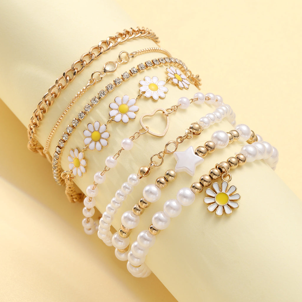 Damen Armband-Set mit verspielten Margeriten-Elementen Shop Nory