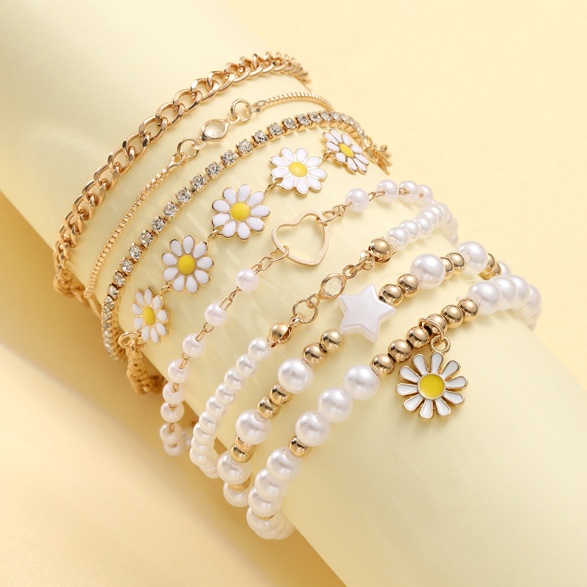 Damen Armband-Set mit verspielten Margeriten-Elementen Shop Nory